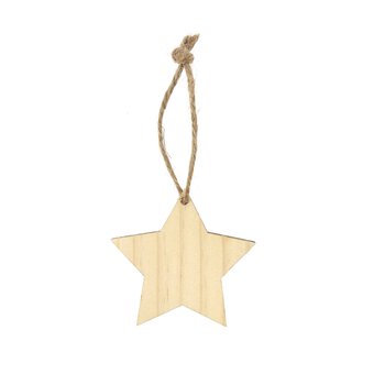 Natural Wood Hanging Stars 5.5cm 10 Pack image number 4