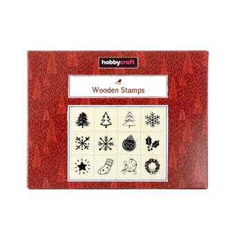 Mini Christmas Wooden Stamp Set 12 Pieces image number 3