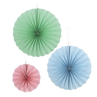 Pastel Party Fan Decorations 3 Pack