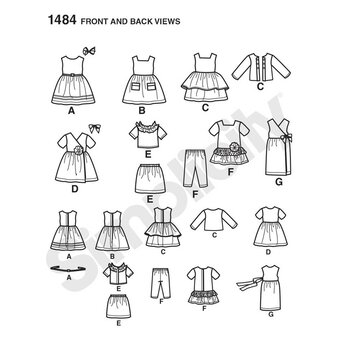 Simplicity Doll Clothes Sewing Pattern 1484 | Hobbycraft