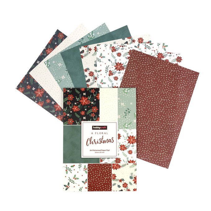 A Floral Christmas A4 Paper Pad 24 Sheets image number 1