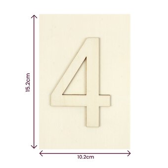 Wooden Number 4 Plaque 10cm x 15cm image number 4