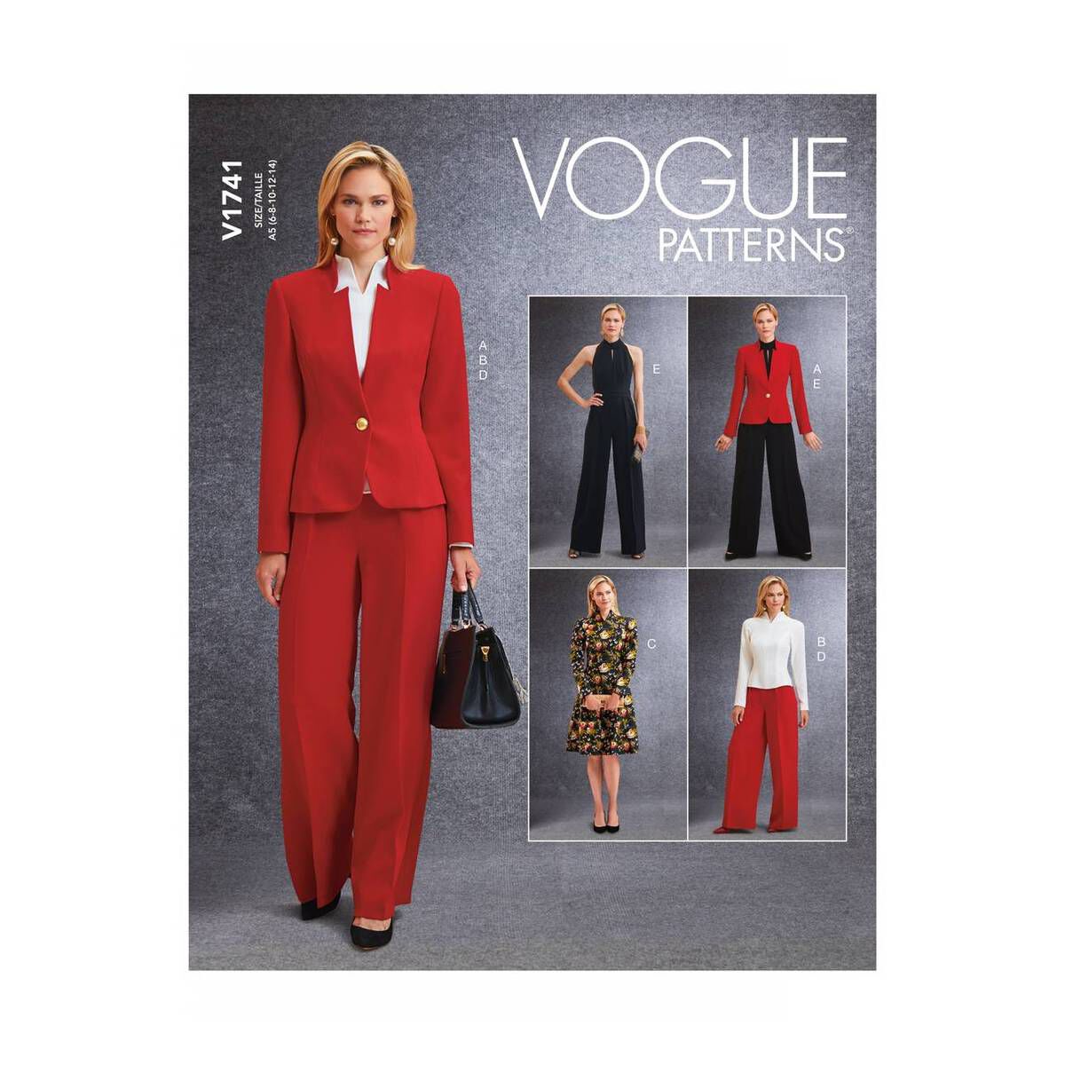Sewing pattern Vogue trouser suit 1870 Size 3442 EnGerFr  Fabrics  Hemmers