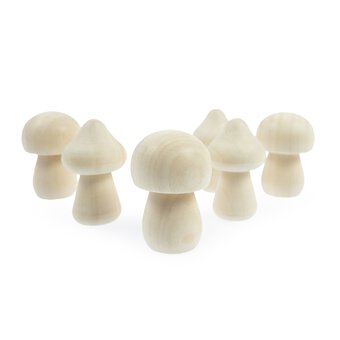 Wooden Mini Mushrooms 5cm 6 Pack