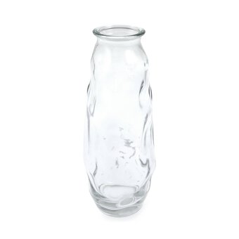 Clear Textured Glass Vase 19cm x 7cm