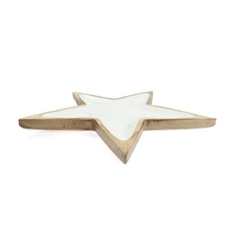 White Wooden Enamel Star Tray 34cm