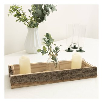 Natural Wash Bark Wooden Tray 39cm x 15cm x 5cm