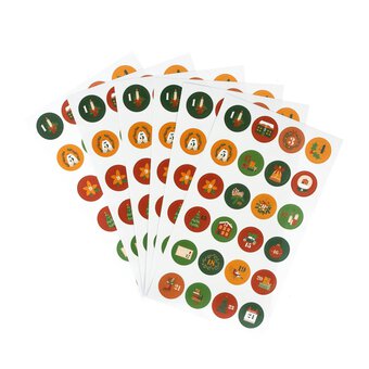 Round Christmas Number Countdown Stickers