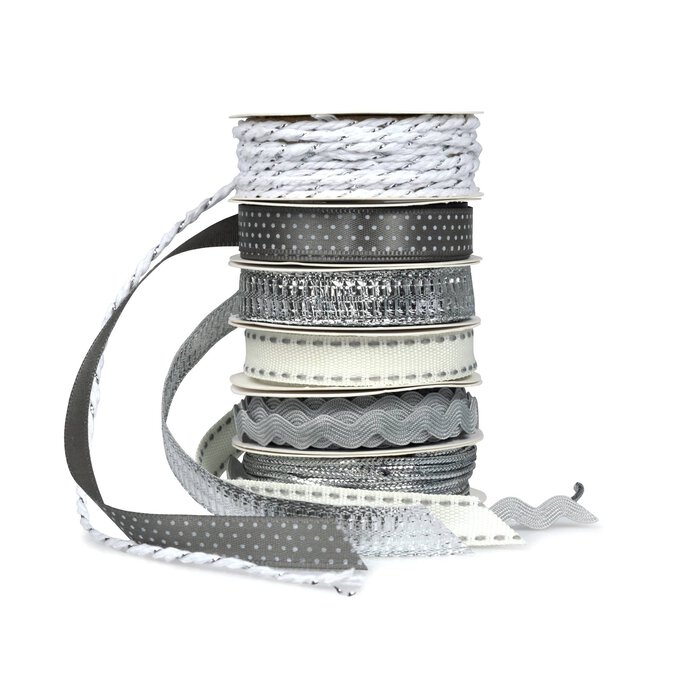 Silver Trims and Ribbons 2m 6 Pack image number 1