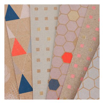 Geometric Kraft Paper Pad 12 x 12 Inches 36 Pack