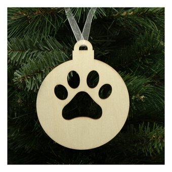 Hanging Wooden Paw Bauble Decoration 12cm image number 3