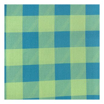 Blue and Green Gingham Print Viscose Fabric by the Metre