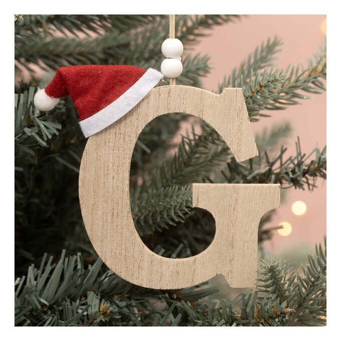 Hanging Wooden Christmas Letter G 9cm image number 1