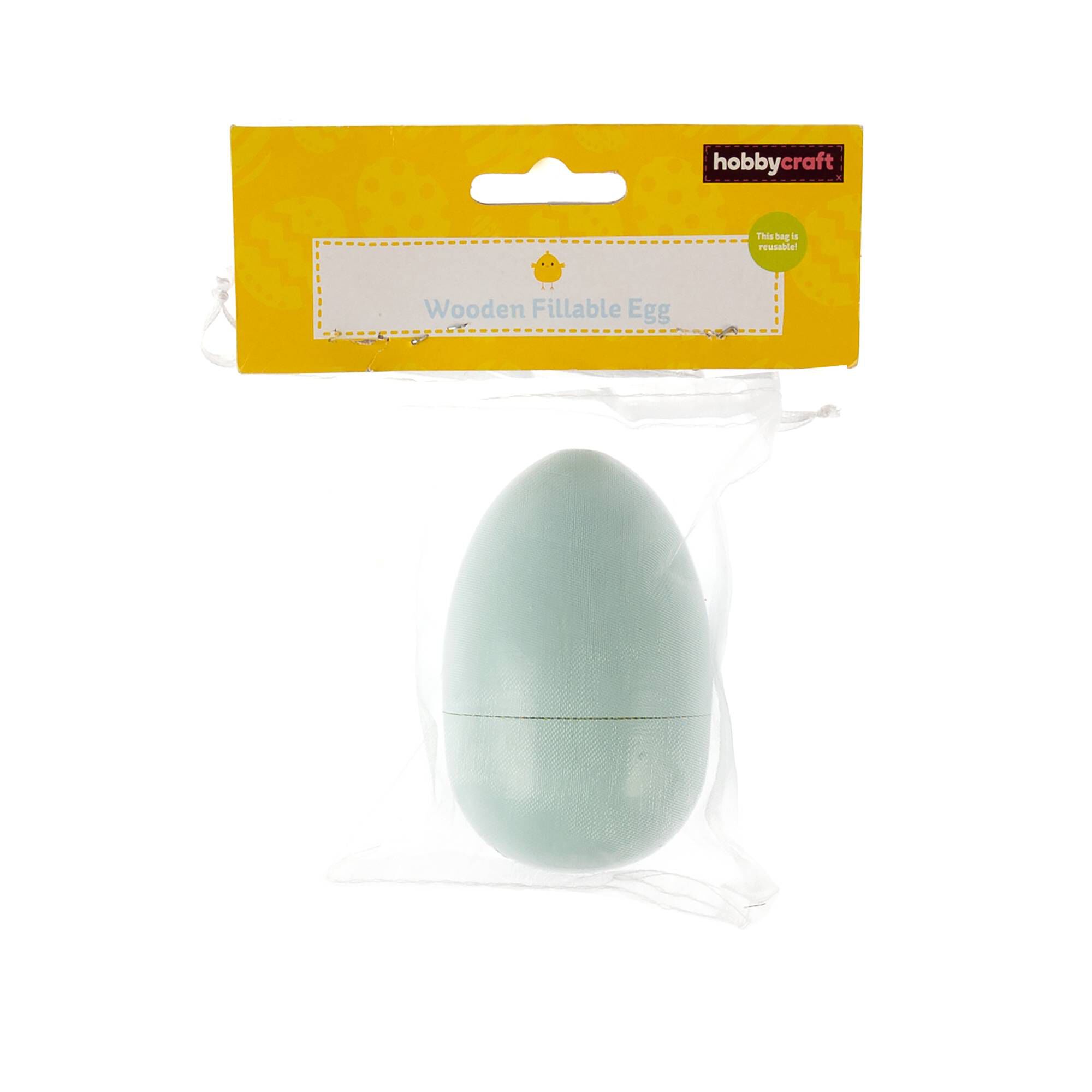 Blue Wooden Fillable Egg 9cm Hobbycraft 0979