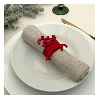 Red Felt Reindeer Napkin Rings 4 Pack image number 2