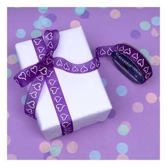 Purple Curly Hearts Ribbon 15mm x 3.5m image number 5