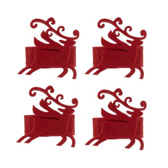 Red Felt Reindeer Napkin Rings 4 Pack image number 4