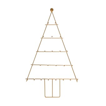 Gold Christmas Tree Advent Wall Hanging with Hooks 55cm x 32cm