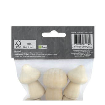 Wooden Mini Mushrooms 5cm 6 Pack image number 7