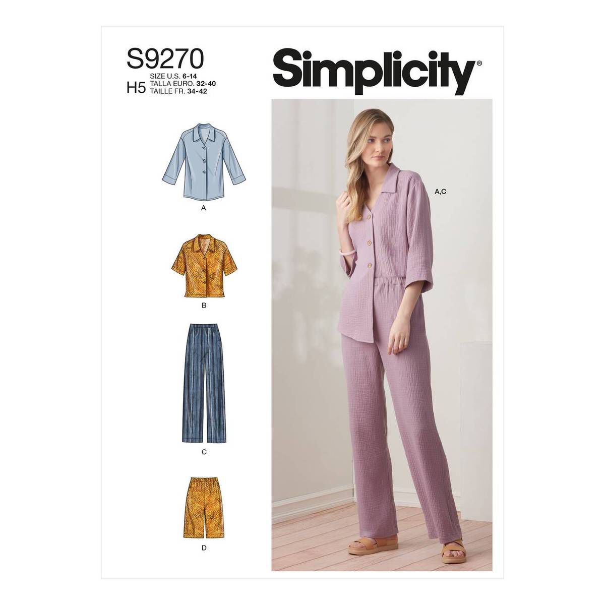 Simplicity Tops and Trousers Sewing Pattern S9270 (6-14) | Hobbycraft
