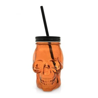 Orange Skull Drinking Jar 