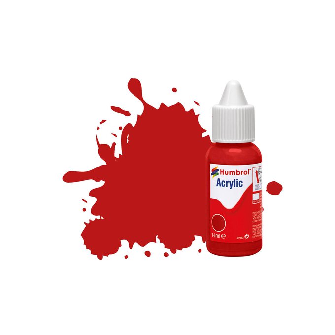 Humbrol Scarlet Matt Acrylic Paint Dropper 14ml (60) image number 1