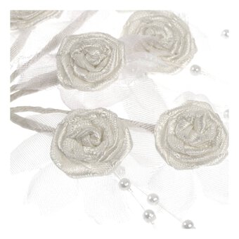 White Pearl Rose Wired Floral Picks 6 Pieces image number 3