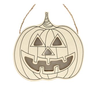 LED Wooden Hanging Pumpkin 13cm 