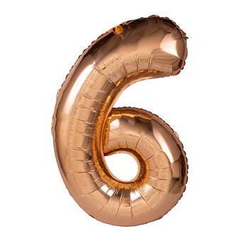 Extra Large Rose Gold Foil Number 6 Balloon