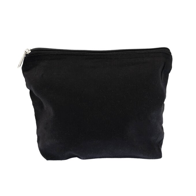 Black Cotton Zip Pouch 24cm x 17cm image number 1