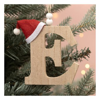 Hanging Wooden Christmas Letter E 9cm