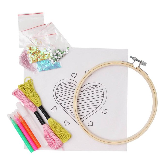 Love Heart Embroidery, Hobbies & Toys, Stationery & Craft