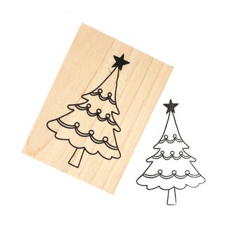 Christmas Tree Wooden Stamp 3.8cm x 3.8cm