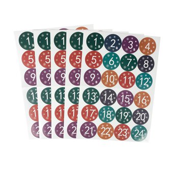 Round Christmas Countdown Stickers 120 Pack 