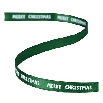 Green Merry Christmas Printed Ribbon 10mm x 3m image number 3