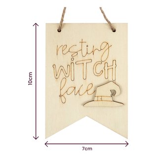 Hanging Wooden Resting Witch Face Decoration 10cm  image number 5