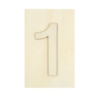 Wooden Number 1 Plaque 10cm x 15cm