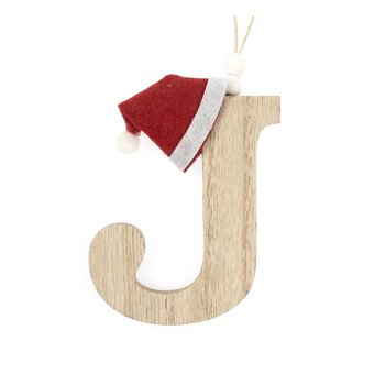 Hanging Wooden Christmas Letter J 9cm image number 3