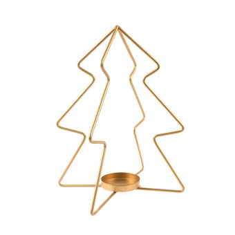 Gold Metal Christmas Tree Tealight Holder 24cm