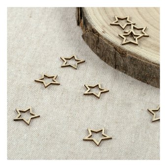 Wooden Hollow Star Confetti 24 Pieces image number 2
