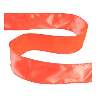 Coral Wire Edge Satin Ribbon 63mm x 3m