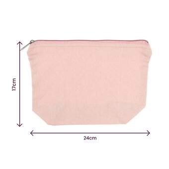 Pale Pink Cotton Zip Pouch 24cm x 17cm  image number 4