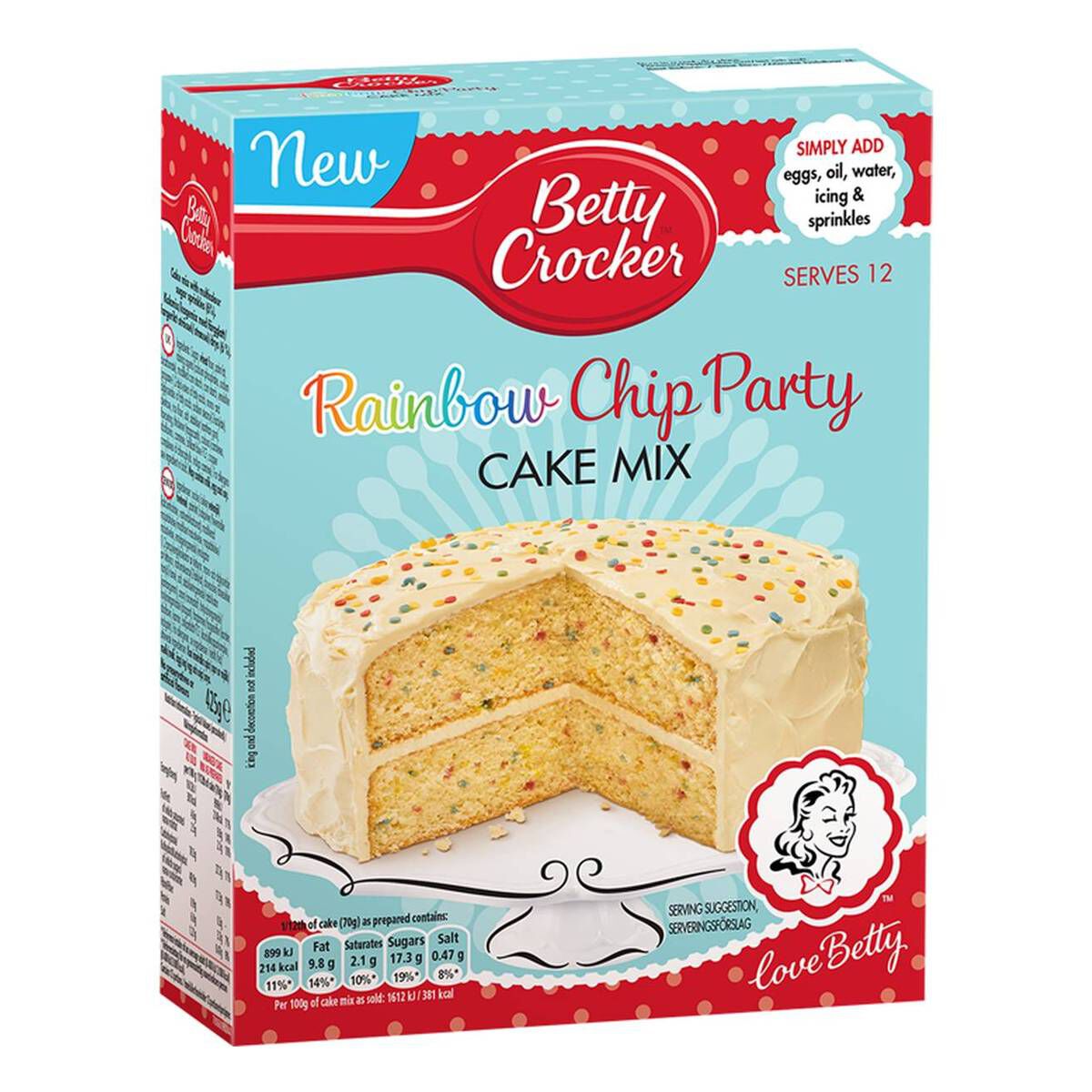 Betty Crocker Rainbow Chip Party Cake Mix 425g Hobbycraft