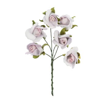 Handmade Blush Rose Wired Floral Picks 6 Pack 