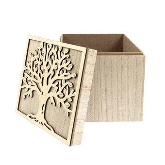 Wooden Tree Storage Box 16cm x 16cm x 16.5cm image number 3