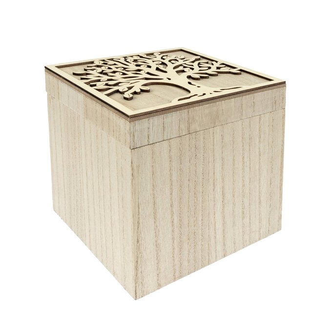 Wooden Tree Storage Box 16cm x 16cm x 16.5cm image number 1