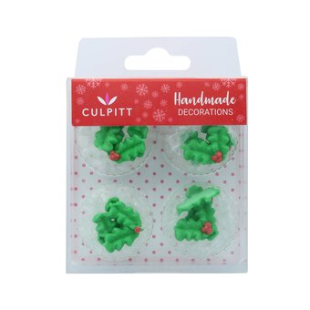 Culpitt Holly and Berry Sugar Toppers 12 Pack