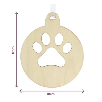 Hanging Wooden Paw Bauble Decoration 12cm image number 5