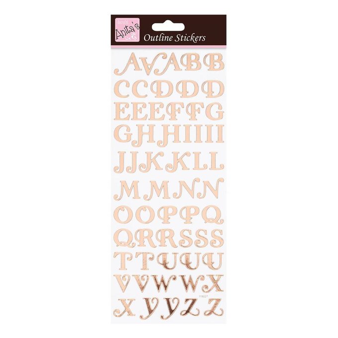Anita's Outline Stickers Traditonal Alphabet Silver On White