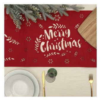 Red Merry Christmas Felt Table Runner 120cm x 40cm